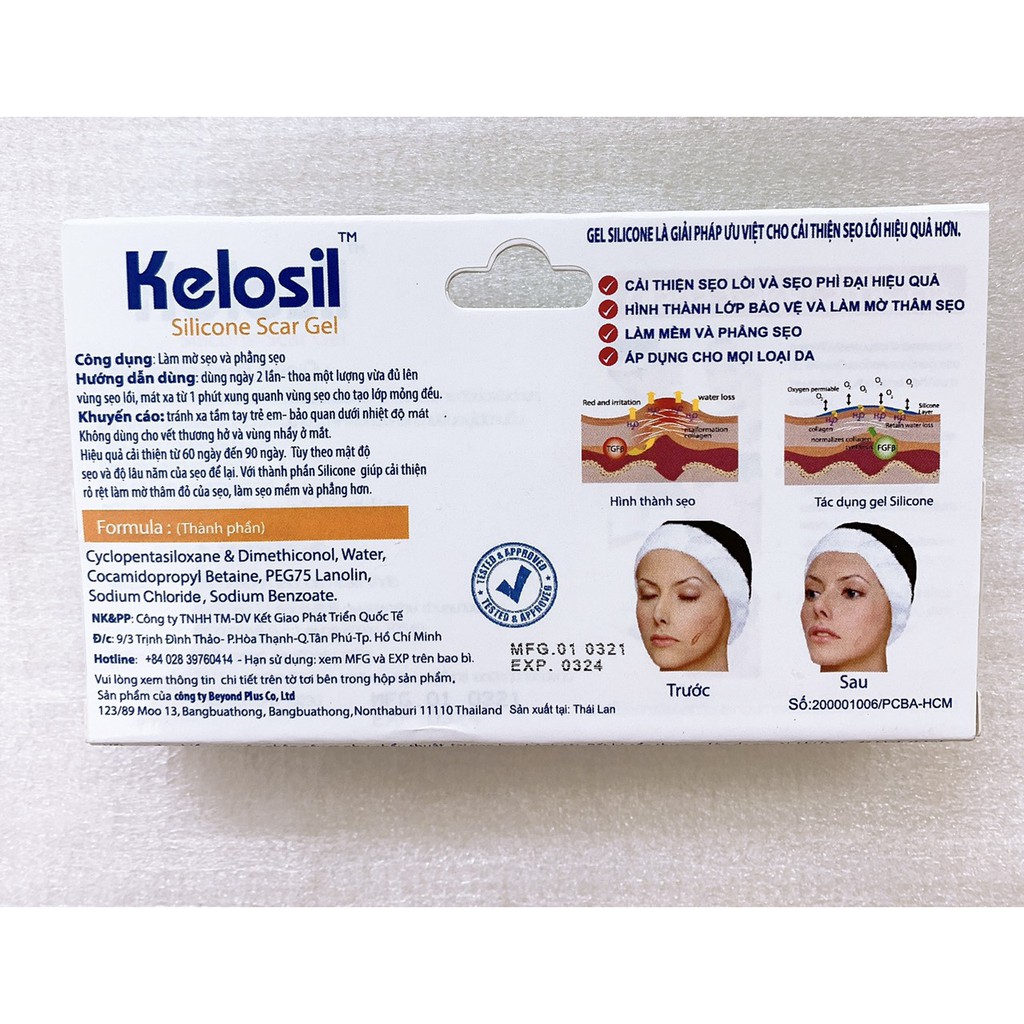 Gel Silicone KELOSIL Giải pháp hiệu quả cho sẹo - 10g