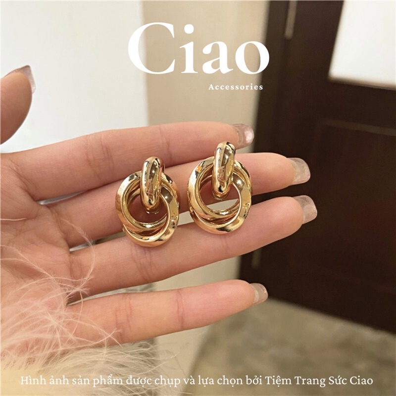 [HOẢ TỐC 1H] Khuyên tai/ Bông tai mạ bạc S925 thiết kế xoắn hiện đại phong cách trendy Marie Ciao