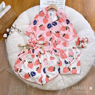 Bộ pijama lụa mịn tay cánh dơi