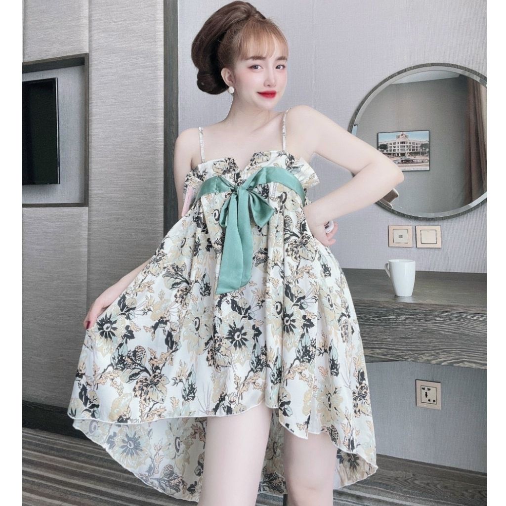 Váy ngủ sexy Miky, Đầm ngủ sexy lụa Satin Chất Siêu Mát Dáng Siêu Xinh&lt;62KG