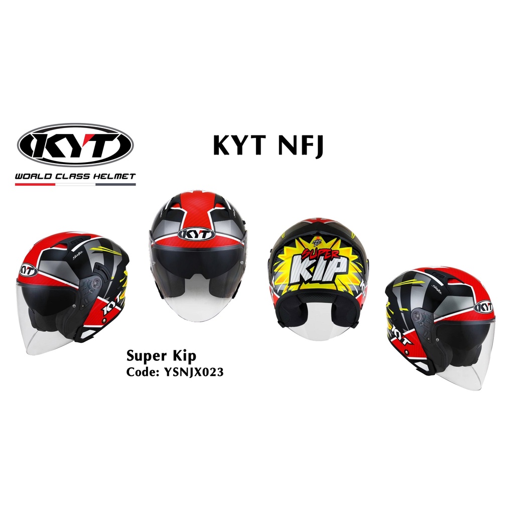 Nón bảo hiểm 3/4 2 kính KYT NFJ tem Super Kip