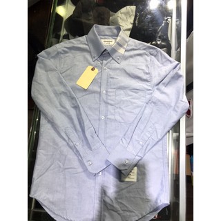 TB - ÁO SƠ MI NAM NỮ TAY DÀI OXFORD THOM BROWN, XANH VIỀN 4 SỌC TRẮNG Ở CỔ, ĐỦ TAGS, CỜ SAU GÁY, MENSWEAR WOMENSWEAR
