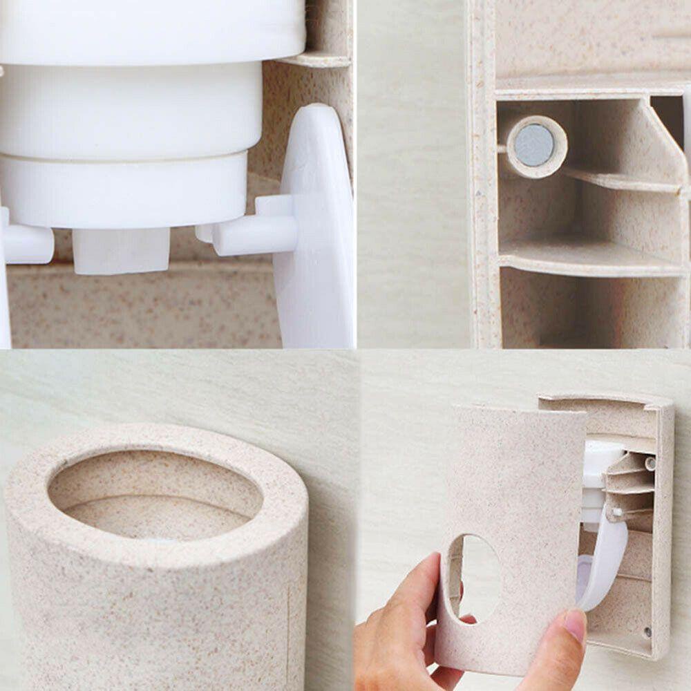 WATTLE Dụng Cụ Nặn Kem Đánh Răng Gắn Tường Bằng Rơm Lúa Mì Mới