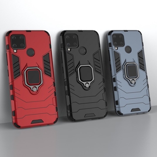 Ốp Lưng Bảo Vệ Điện Thoại Màu Đen Có Giá Đỡ Nam Châm Cho Oppo Realme C12 / C15