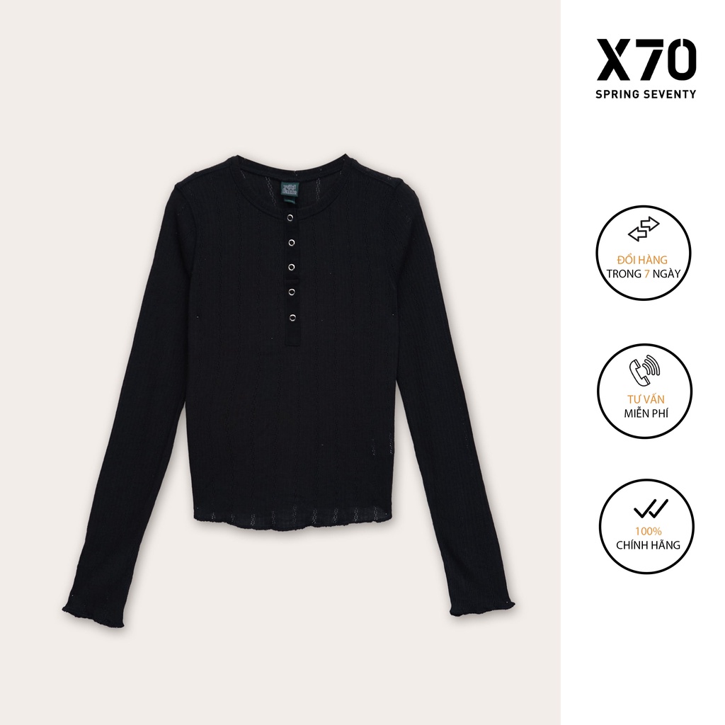 Áo Thun Nữ Trơn Thiết Kế Cổ Tròn Tay Dài Hoạ Tiết Cách Điệu Thời Trang X70 - 00300041