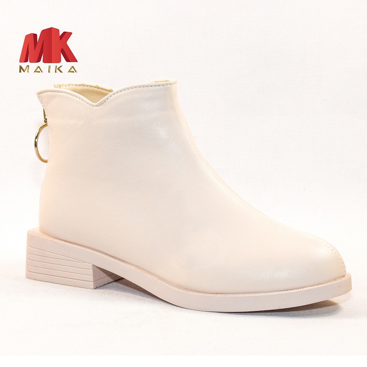 Boot Nữ Đế Bằng Cao 3cm Cổ Ngắn S127 Kem MK MAIKA | BigBuy360 - bigbuy360.vn