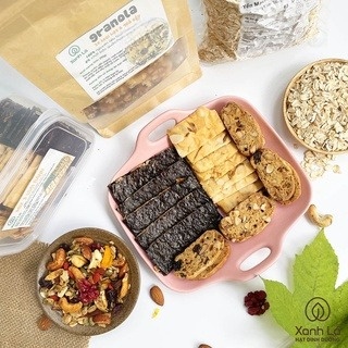 [Combo Ăn Vặt Healthy] Granola Ăn Kiêng Siêu Hạt + Bánh dinh dưỡng mix 3 vị Xanh Lá