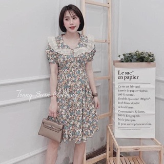⚡Flash Sale⚡VP01 Váy hoa nhí CÚC phối cổ bèo trắng Hottrend