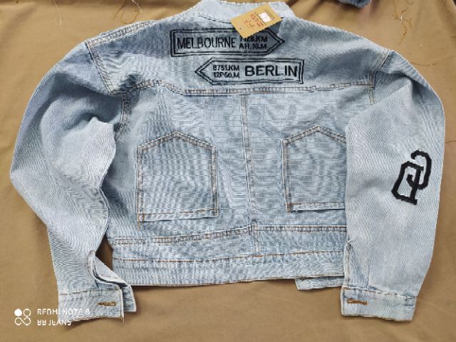 Áo khoác jean nữ xanh nhạt form lững BB dưới 58Kg BerlinMelburn hàng loại 1