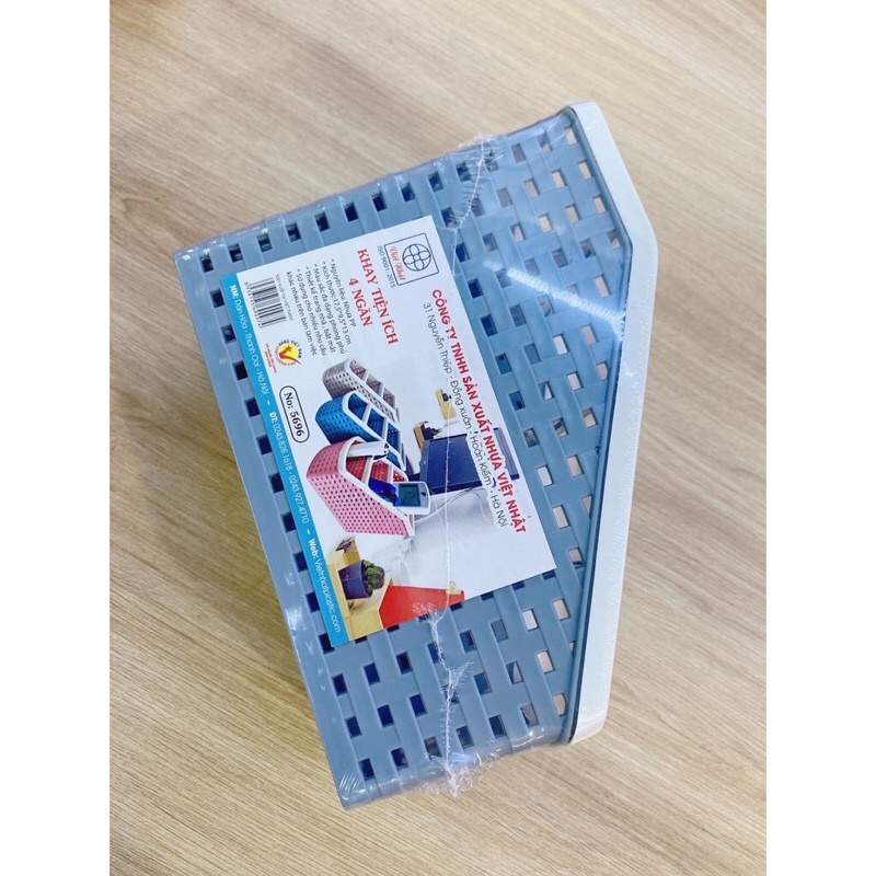 Khay 4 ngăn đa năng đựng mỹ phẩm bút điều khiển điện thoại - Kệ nhựa để bàn đựng đồ tiện ích nhựa Việt Nhật