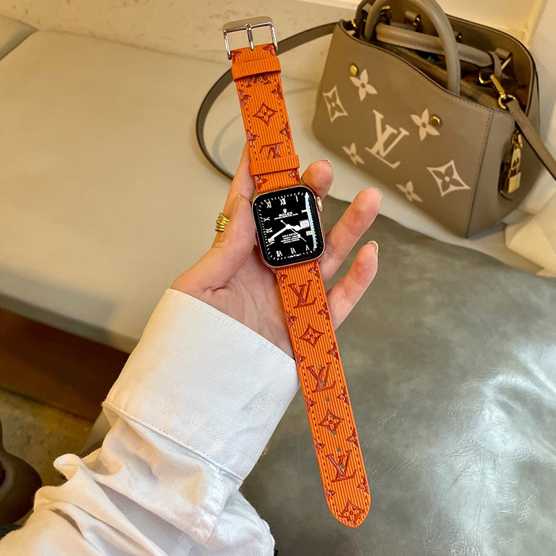 Dây đeo bằng da họa tiết sang trọng cho đồng hồ Smart Watch Series 6 SE 5 4 3 2 40mm 44mm 38mm 42mm