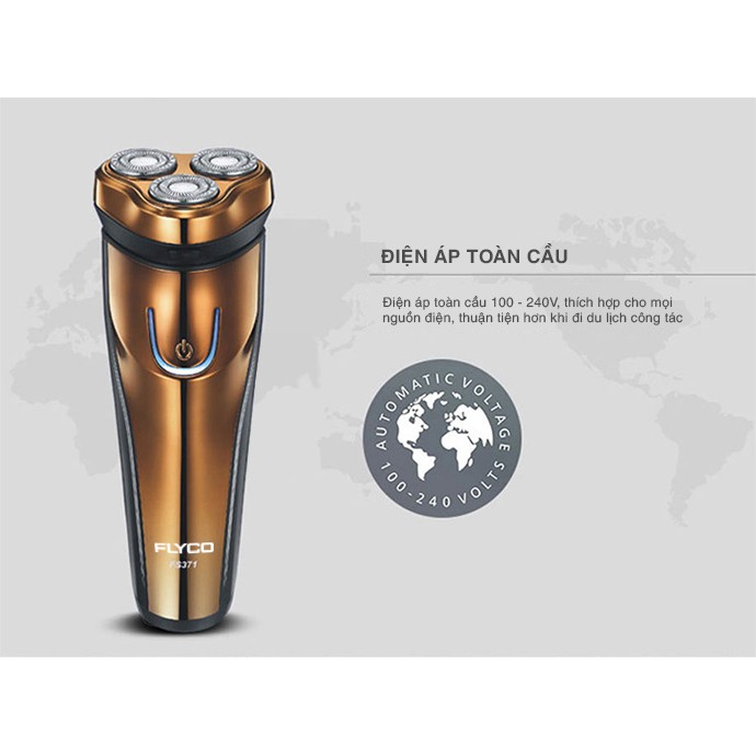 Máy Cạo Râu Flyco FS371VN 3 Lưỡi Kép Thân Máy Chống Nước - Hàng Chính Hãng