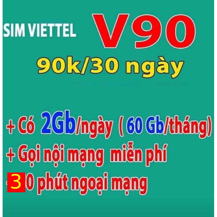 [FREE THÁNG ĐẦU] SIM 4G Viettel V90 V120 Tặng 60-120GB Tháng và miễn phí cuộc Gọi