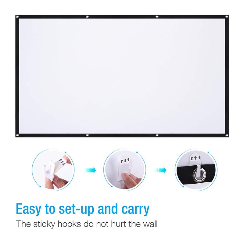 ⚡Trong kho⚡ Màn Hình Máy Chiếu Di Động Vải Phản Quang Màn Chiếu HD 60 72 84 92 100 120 150 Inch Đèn Ngoài Trời Gia Đình