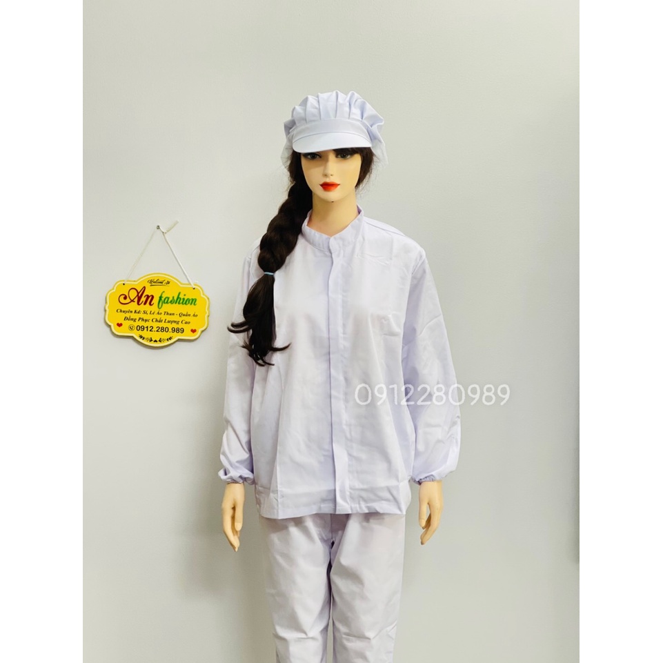 Đồng phục ngành thực phẩm, thủy sản vải kaki dài tay _ Hình chụp thật