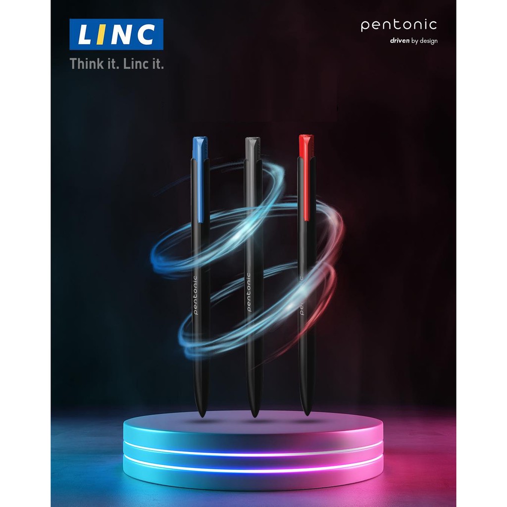 Bút bi bấm LINC Pentonic Switch - Hộp 10 chiếc - Ngòi 0.7mm, viết trơn, nét đều, đủ màu xanh, đen, đỏ