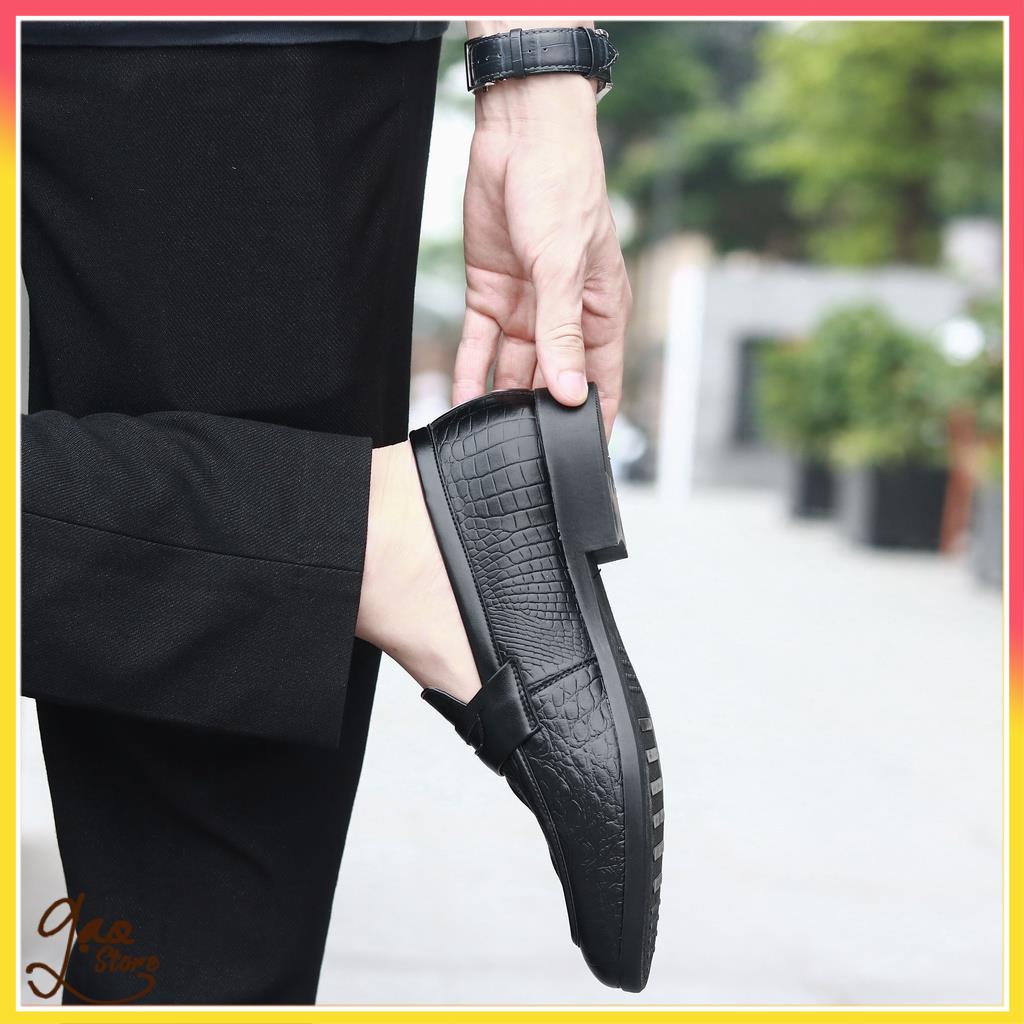 Giày Lười Nam Da Lì Vân Cá Sấu   Mã L179