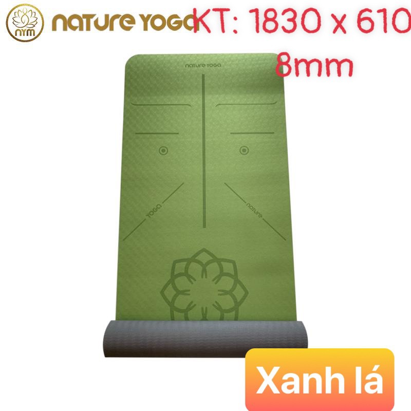 Thảm tập yoga 8mm định tuyến Hoa Sen Nature Yoga Kèm túi Đựng