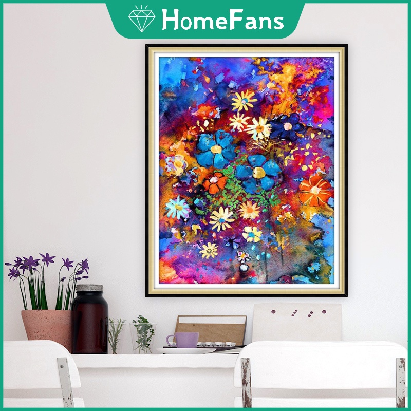 Bộ Tranh Đính Đá 5D Họa Tiết Hoa Nhiều Màu Độc Đáo Kích Thước 40x50cm Trang Trí Nhà Cửa