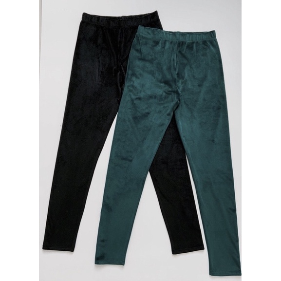 Quần legging thun nhung 2 màu đen, xanh