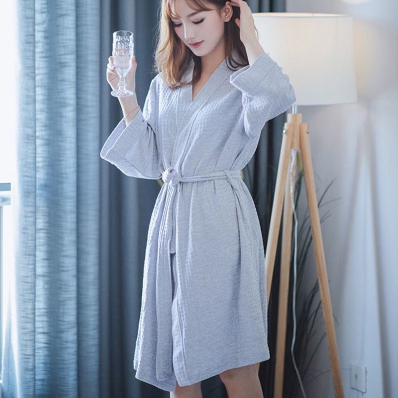 Only HOUSE Áo Choàng Ngủ Dày Dặn Dáng Rộng Hình Bánh waffle Mùa Xuân Hè Cho Nam Và Nữ yukata beauty Salin