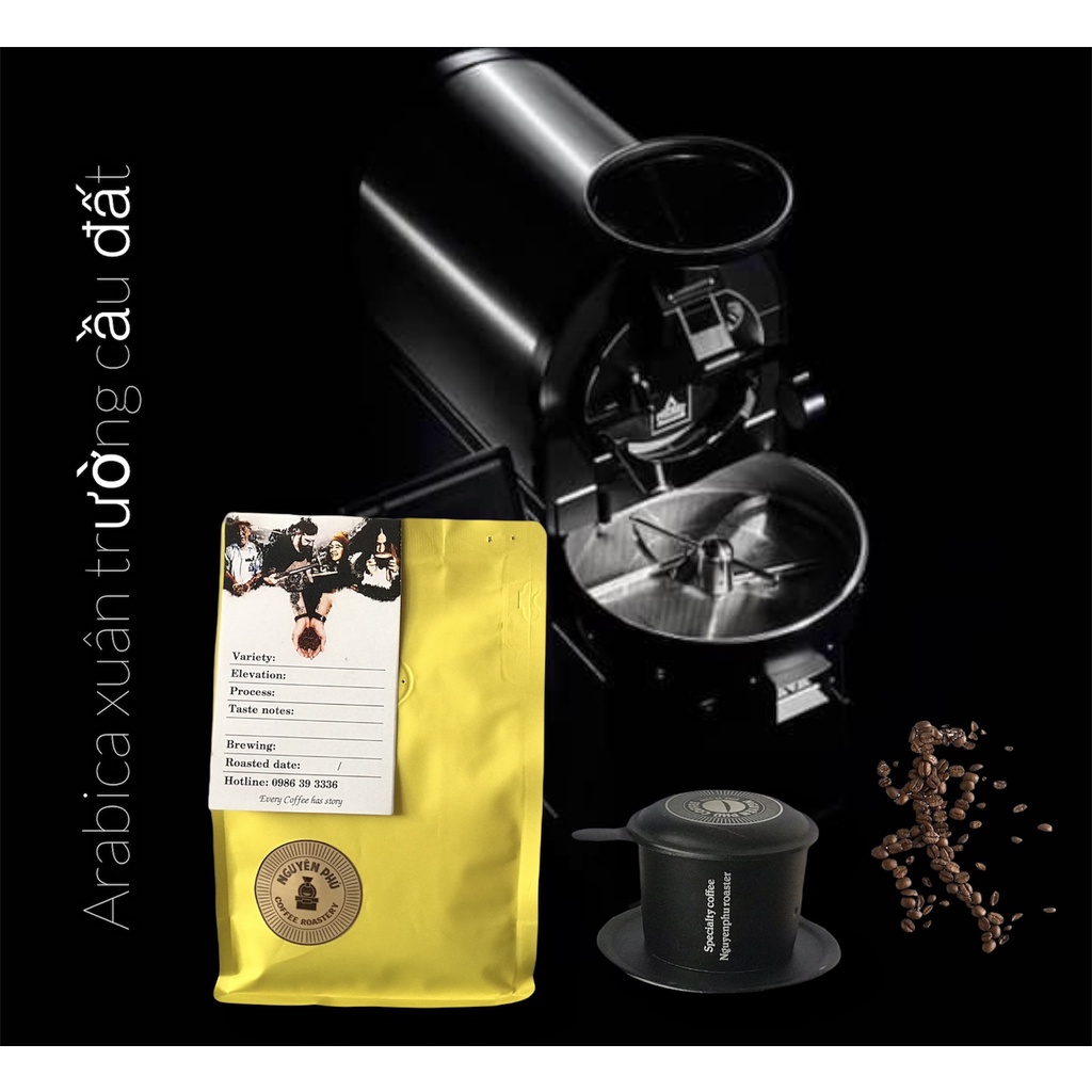 Cà phê Arabica Xuân Trường, Cầu Đất hậu vị ngọt thơm quyến rũ gói 500g Pha Máy -Pour Over - Pha Phin Từ NguyenPhu Coffee