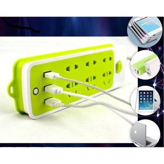 Ổ cắm điện 6 phích cắm, 3 cổng usb