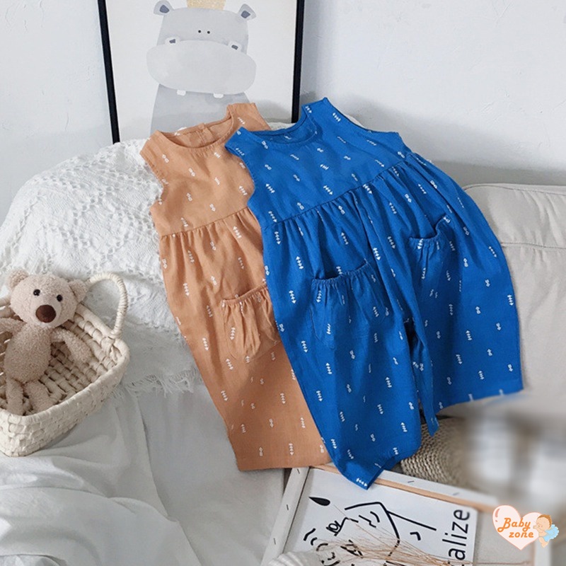 Bộ Áo Liền Quần Không Tay Thời Trang Cho Bé Gái