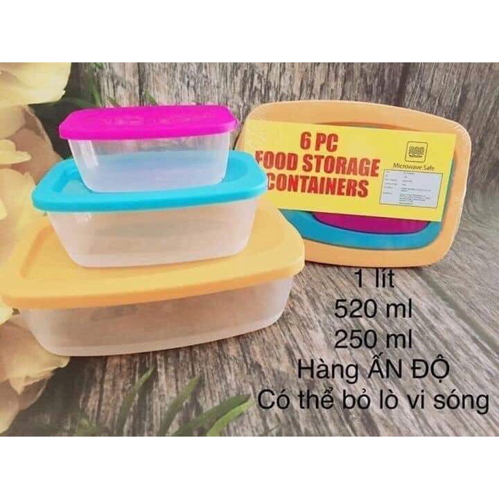Bộ 3 hộp nhựa sắc màu ấn độ