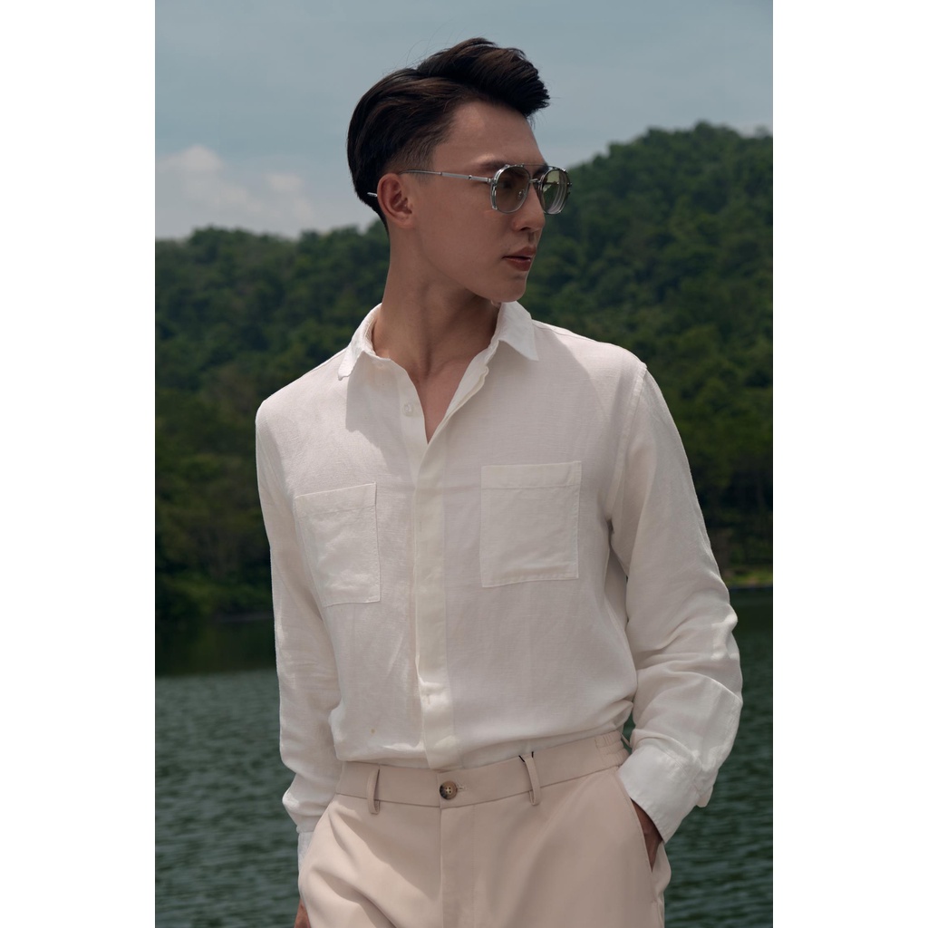 Áo sơ mi dài tay cổ bẻ thương hiệu thời trang nam 360Boutique chất liệu linen cao cấp - STDTK317