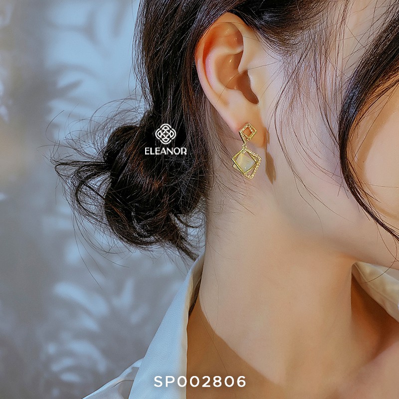 Bông tai nữ chuôi bạc 925 Eleanor Accessories hình vuông khối phụ kiện trang sức dễ thương