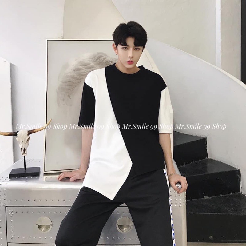 [HÌNH THẬT]ÁO THUN PHỐI 2 LAYER UNISEX MR SMILE 99 SHOP