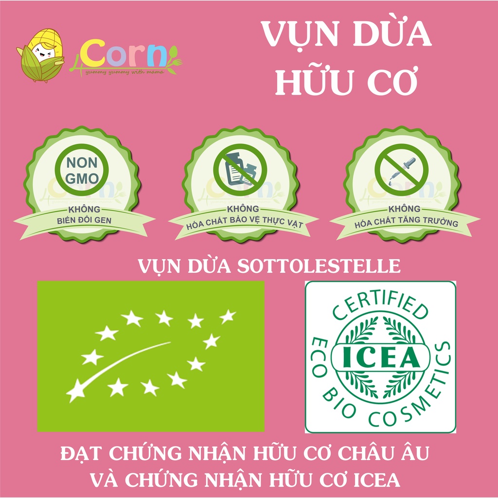 Vụn dừa hữu cơ (cơm dừa sấy) Sottolestelle - Cho bé 7m+