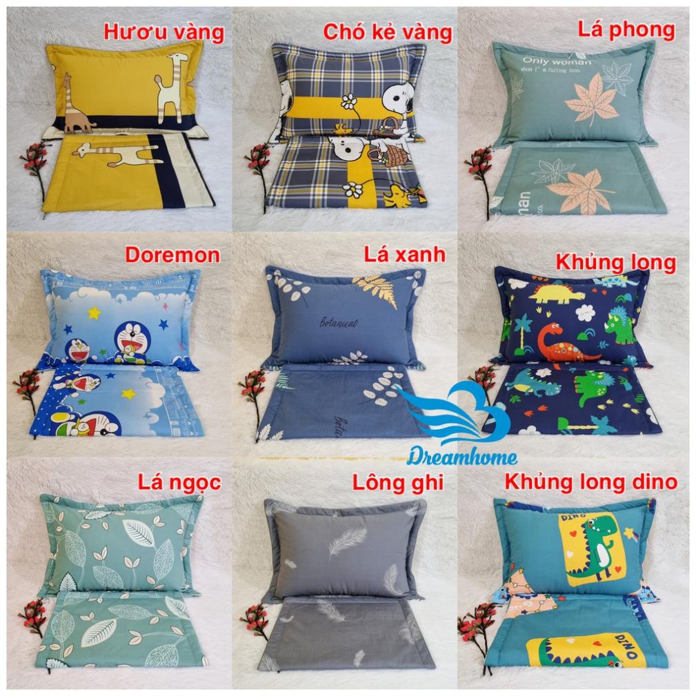 Vỏ gối cotton 100% 45x65 đẹp cao cấp 1 đôi, vỏ gối nằm cotton khóa kéo nhiều màu cho bé Dreamhome