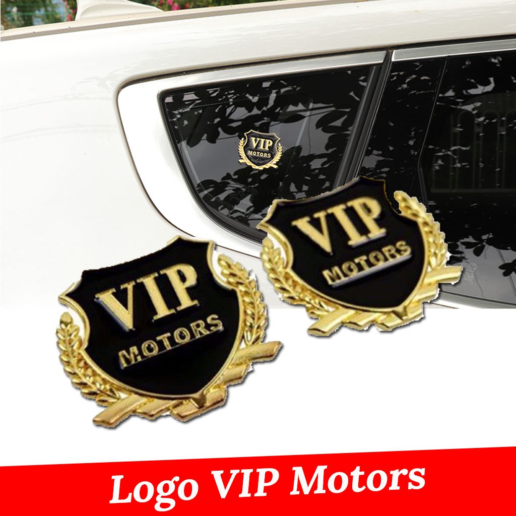 Bộ 2 Logo VIP Motors Kim Loại Dán Ô Tô - Có Keo Dán 3M Đi Kèm