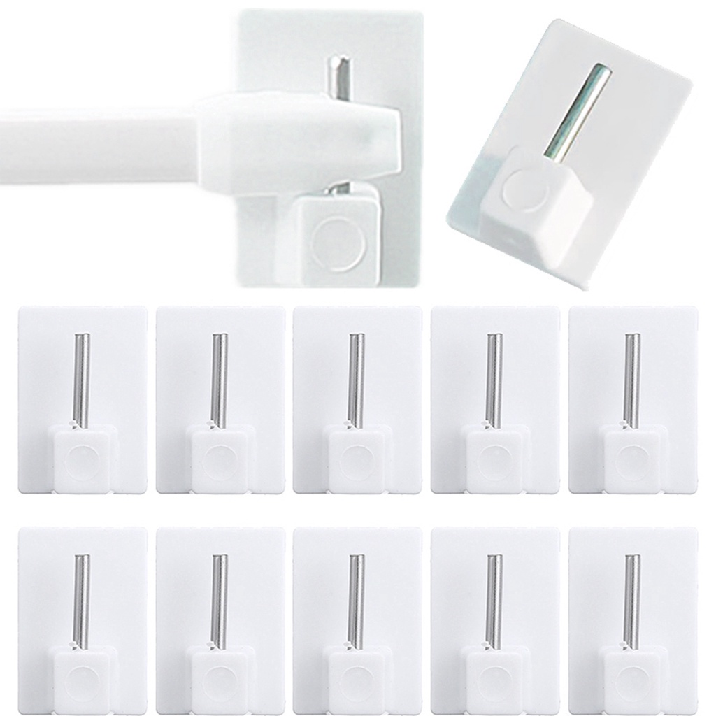 Set 10 / 20 / 50 móc treo rèm cửa dán tường bằng pvc hình chữ nhật tiện dụng cho nhà tắm/ nhà bếp