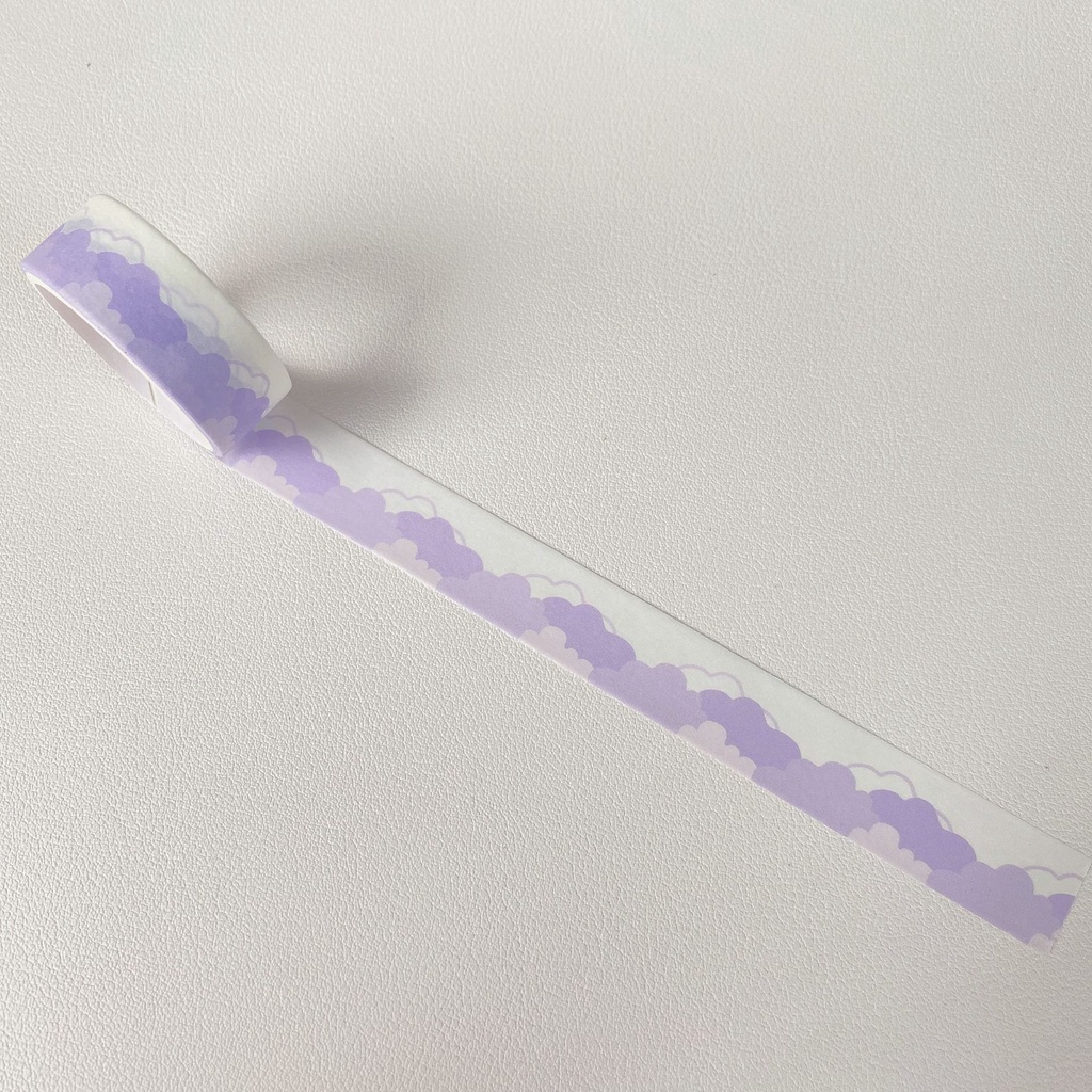 Cuộn băng keo washi tape Béo shop họa tiết mây nhẹ nhàng dễ thương dán trang trí sổ , album , nhật kí WS03