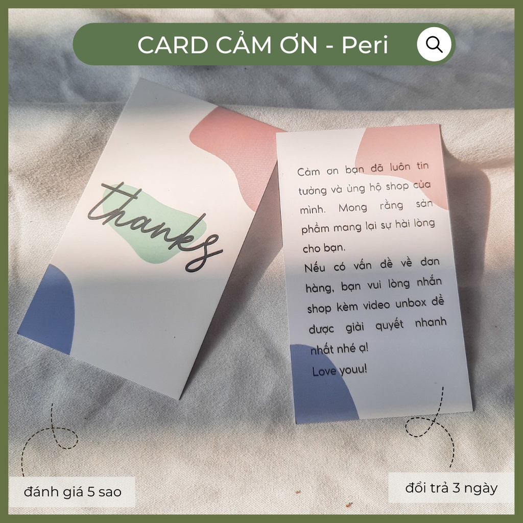 (pinktoy) 100 card thank you, name card, phiếu cảm ơn dành cho khách size 9x5cm