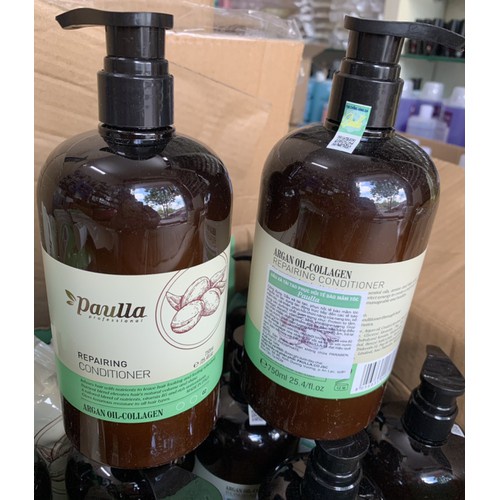 Dầu gội xả Paulla Argan Oil collagen 750ML * 2 phục hồi tế bào mầm tóc giảm gãy rụng kiềm dầu Chuyên dụng cho Salon