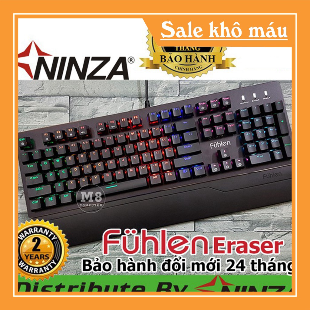 Bàn phím cơ Fuhlen Eraser - Fuhlen E, Blue Switch, Led Rainbow 7 màu ( hàng hiệu NINZA cung ứng )