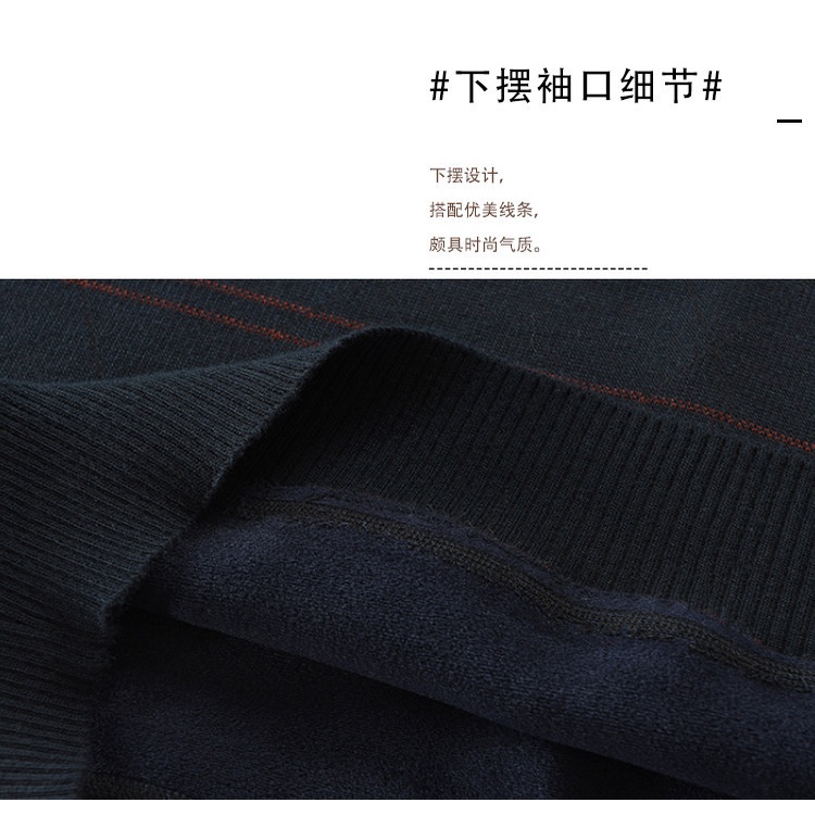 Áo Len Nam Cổ Tròn Lót Lông Thu Đông Thời Trang Trung Niên
