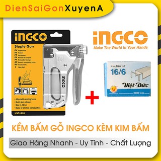 Kìm bấm đinh ghim gỗ điều chỉnh tăng lực 4-14mm tặng 5000 đinh ghim ingco hsg1403