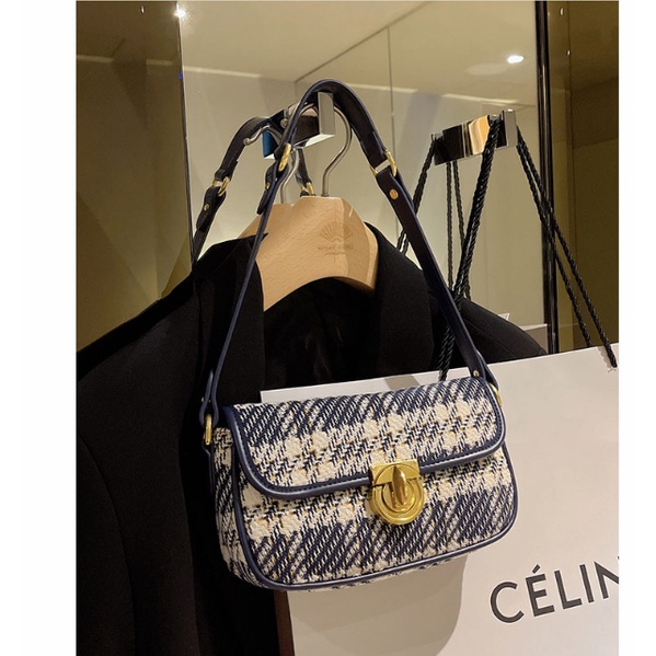 Túi kẹp nách vải dạ kẻ có 2 dây sang chảnh S101