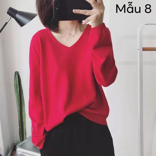 Áo len cổ tim dáng xuông | BigBuy360 - bigbuy360.vn