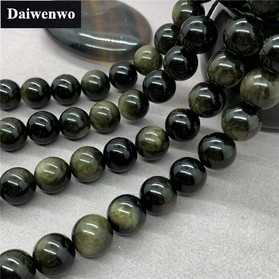 Chuỗi Hạt Đá Obsidian Tự Nhiên 5A Dùng Làm Vòng Tay Diy