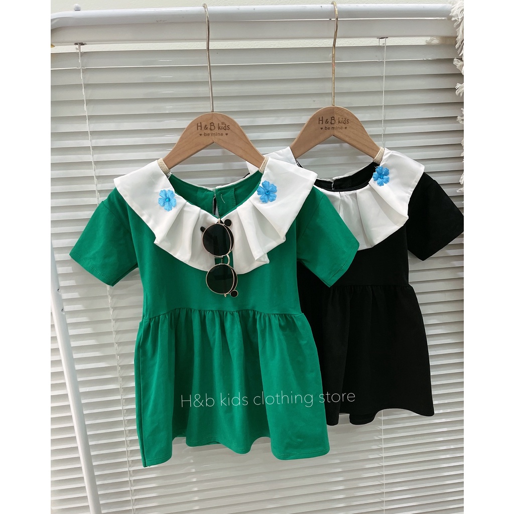 Váy Đầm Baby Doll Cổ Trắng Xinh Xắn Cho Bé Gái
