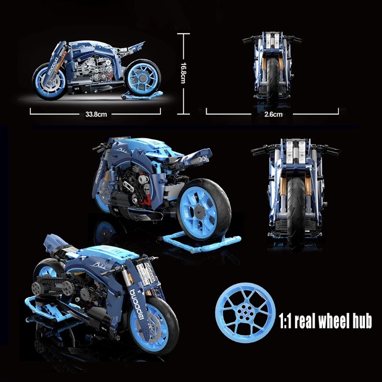 (Có Sẵn ) đồ chơi Lắp ráp Technic 10217 Blue Bugattied Motorcycle Xe máy Bugatti màu xanh bản mới nhất