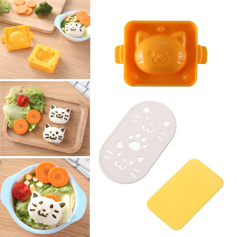 Khuôn Làm Cơm Nắm Hình Mèo Hoạt Hình Dễ Thương