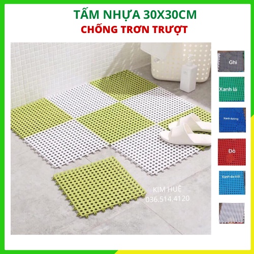 Thảm nhựa ghép chống trơn kháng khuẩn chống trơn tấm lót nhà tắm nhà vệ sinh kích thước 30cm x 30cm