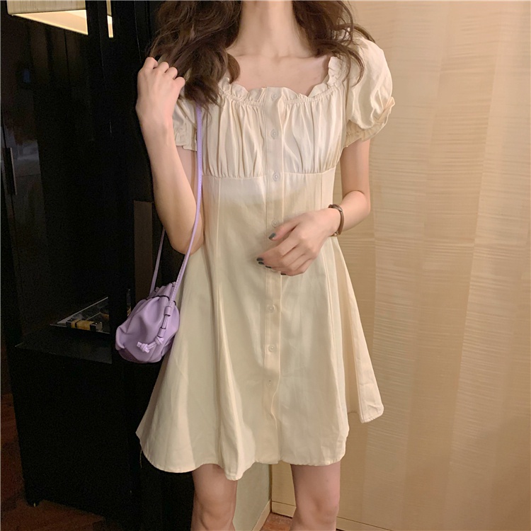 Đầm Perty cổ vuông thời trang Pháp xinh xắn dành cho nữ